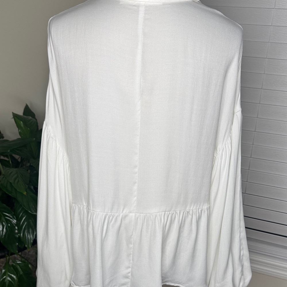Altar'd State White Peplum Button-Down Blouse - Picture 4 of 8